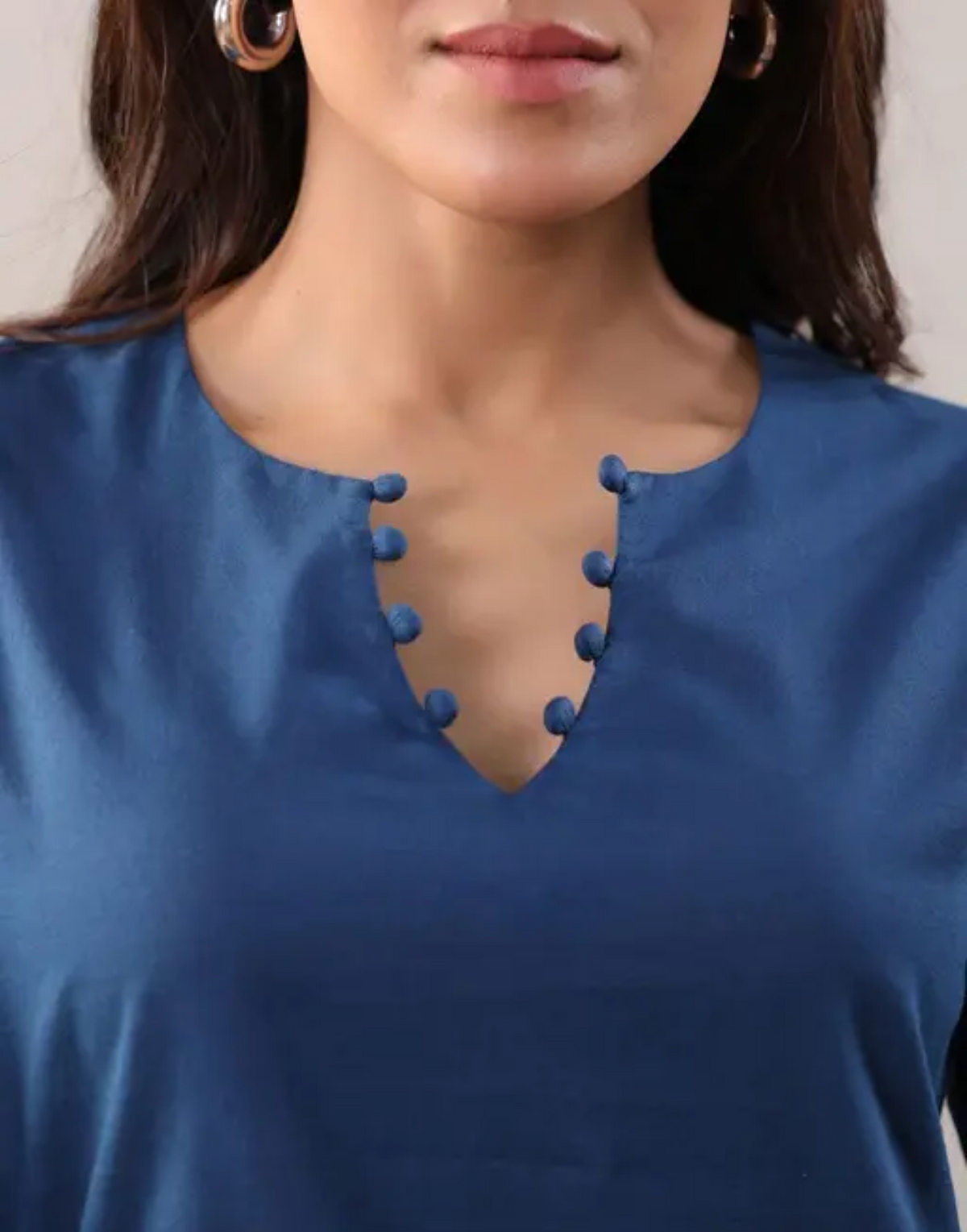 Women Cotton Blue short Kurta