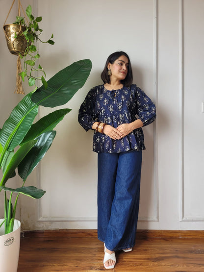 Hand Block Printed Women’s Short Peplum Tunic