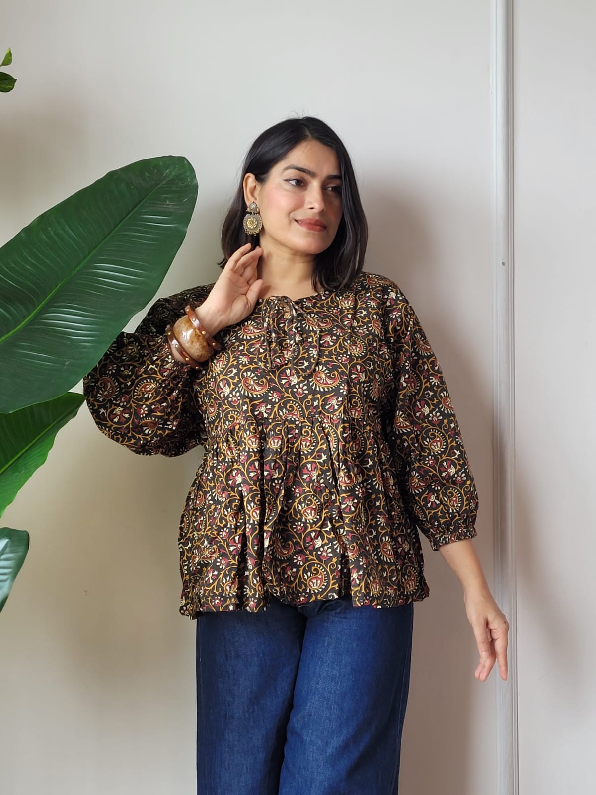 Hand Block Printed Women’s Short Peplum Tunic