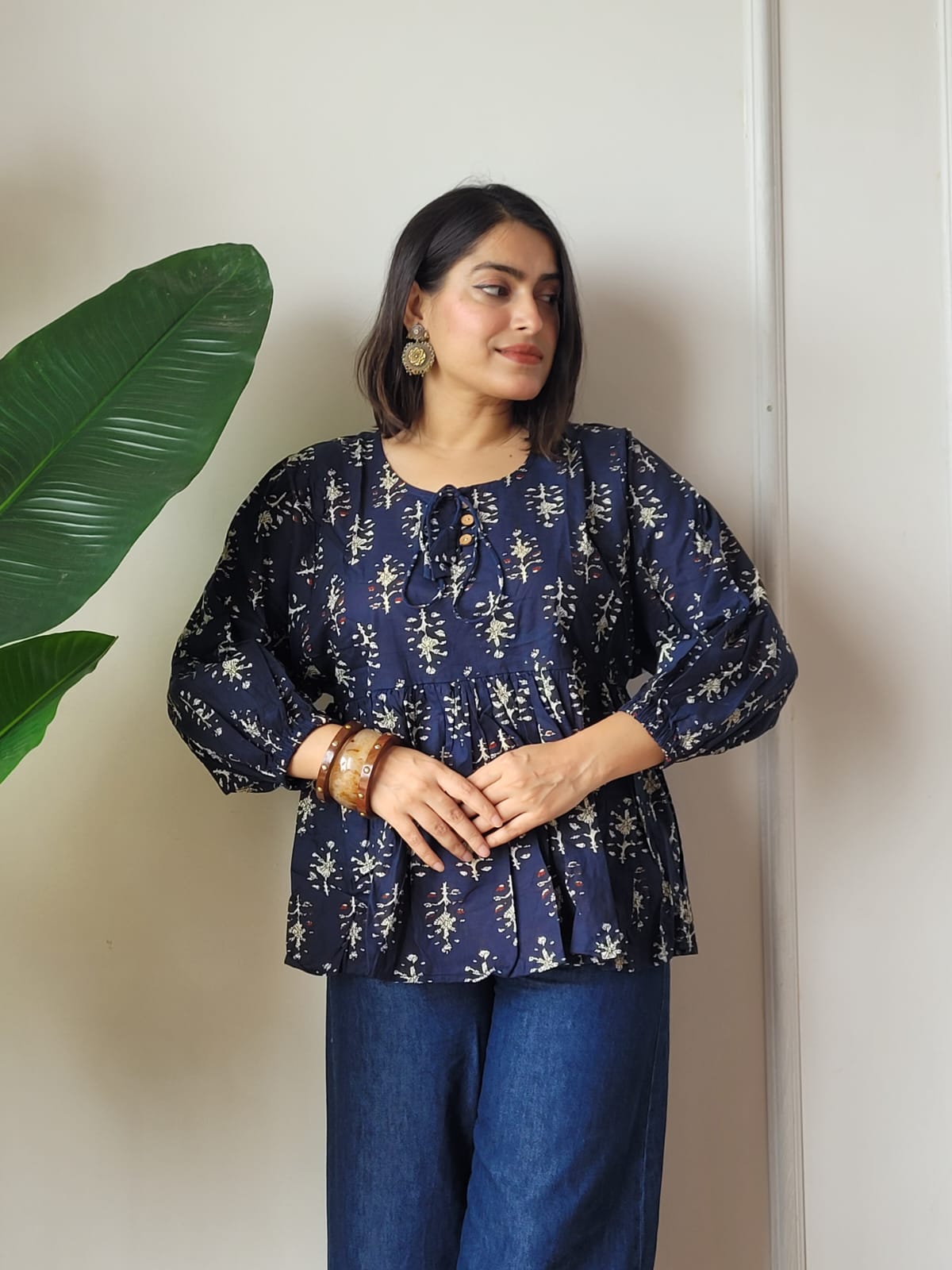 Hand Block Printed Women’s Short Peplum Tunic