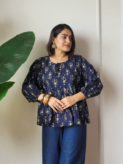 Hand Block Printed Women’s Short Peplum Tunic