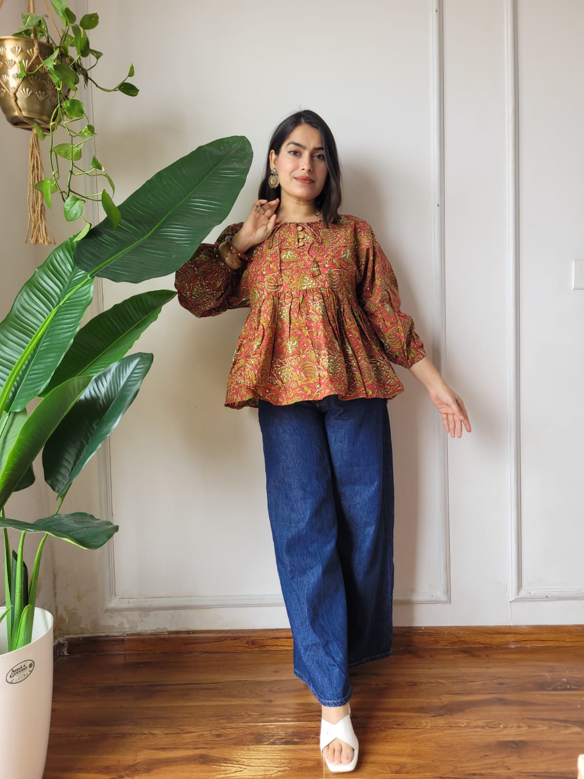 Hand Block Printed Women’s Short Peplum Tunic