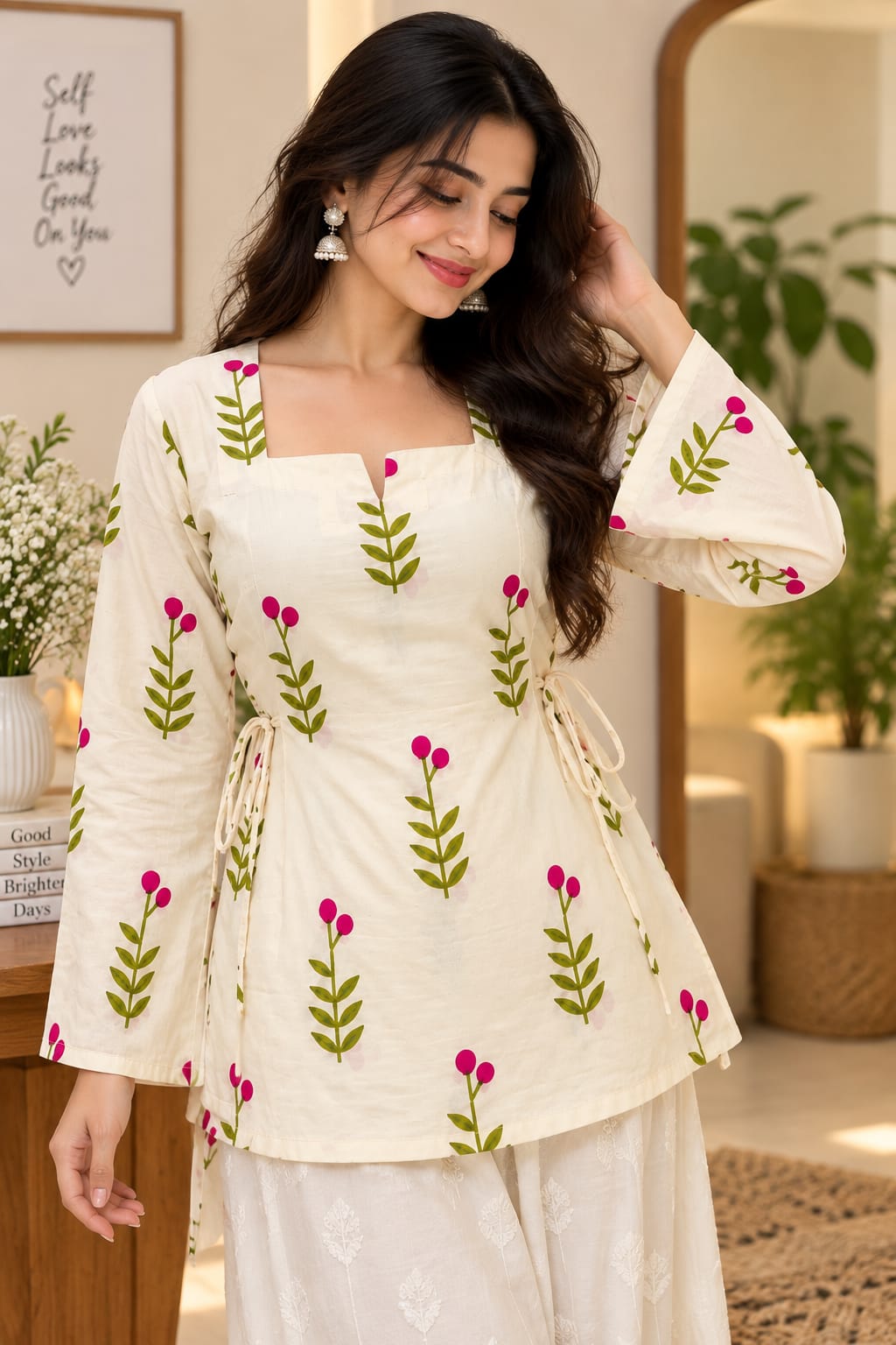 New Women's COTTON Short Kurti With Dori