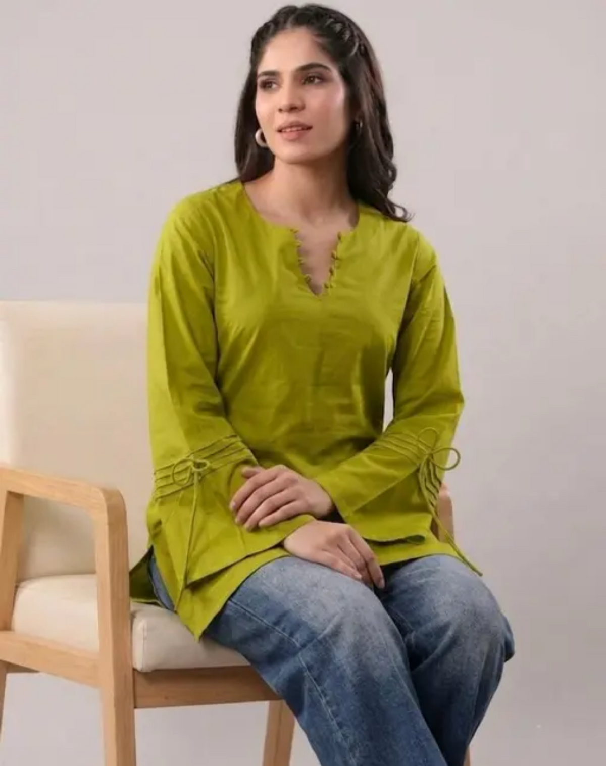 Hand Dori Printext Short Kurti for Women&Girls