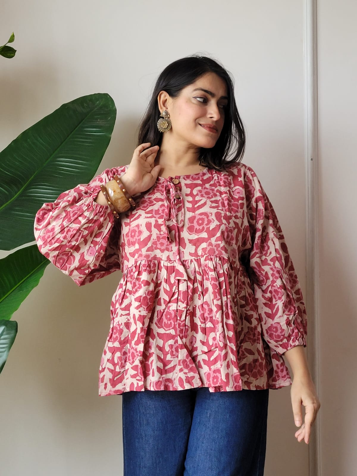 Hand Block Printed Women's Short
Peplum Tunic