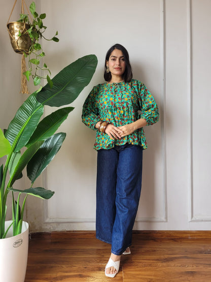 Hand Block Printed Women's Short
Peplum Tunic