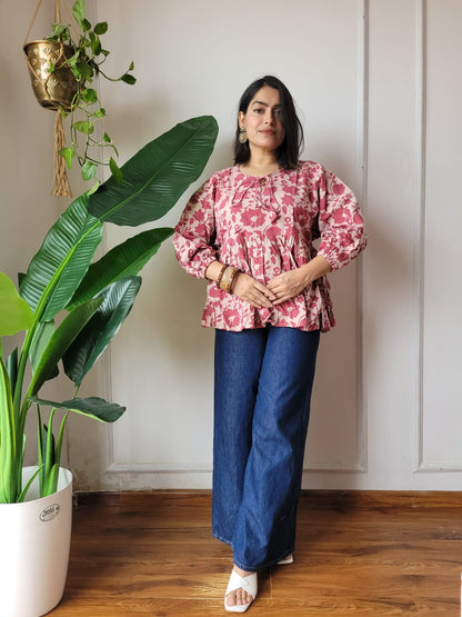 Hand Block Printed Women's Short
Peplum Tunic