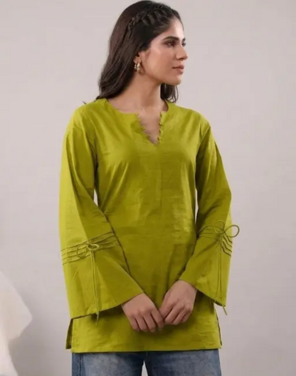 Hand Dori Printext Short Kurti for Women&Girls