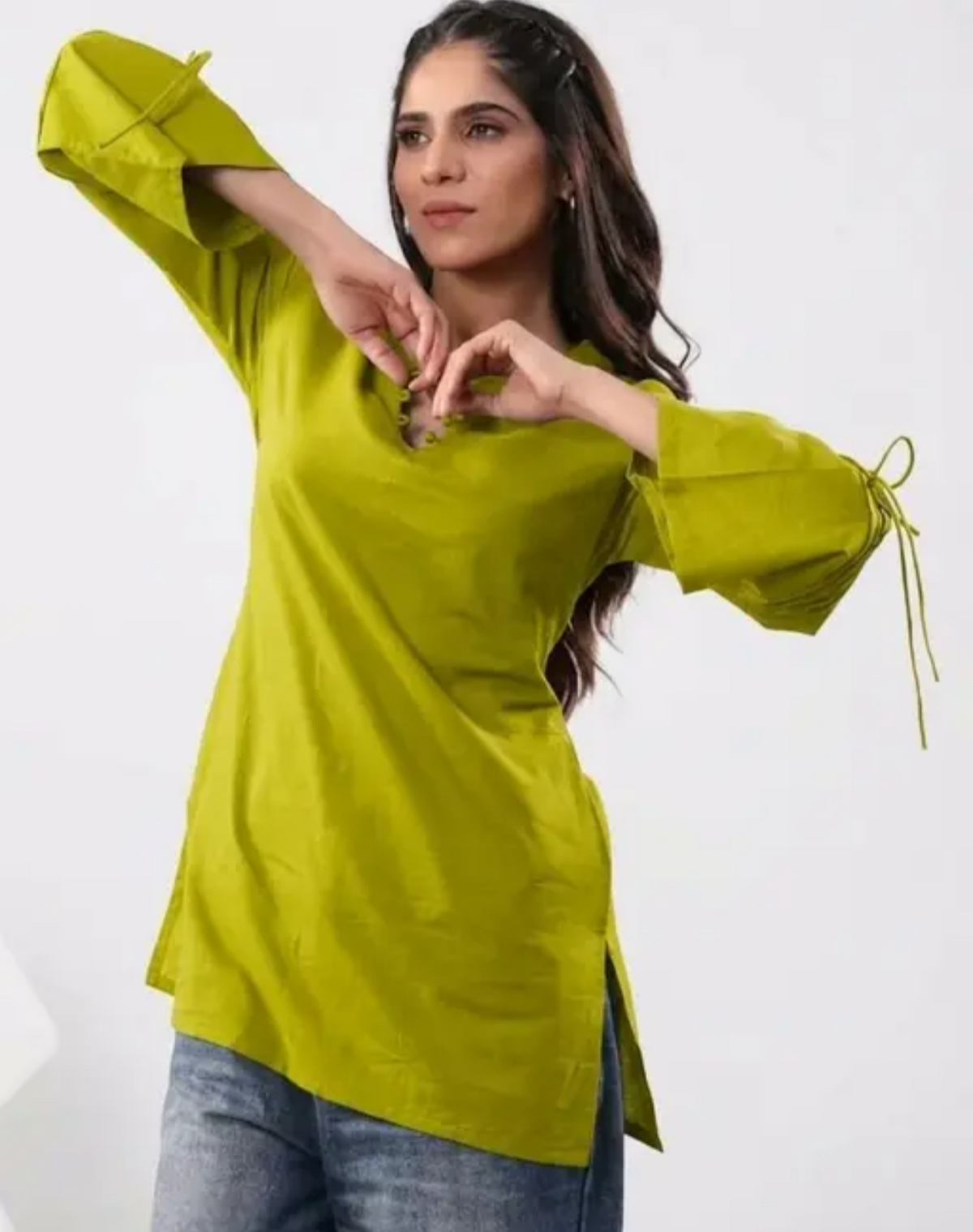 Hand Dori Printext Short Kurti for Women&Girls