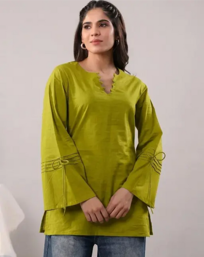 Hand Dori Printext Short Kurti for Women&Girls