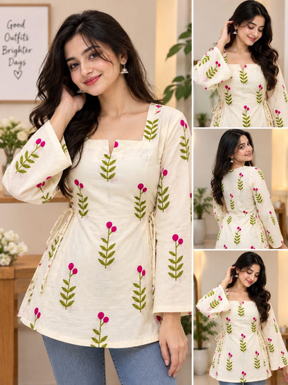 New Women's COTTON Short Kurti With Dori