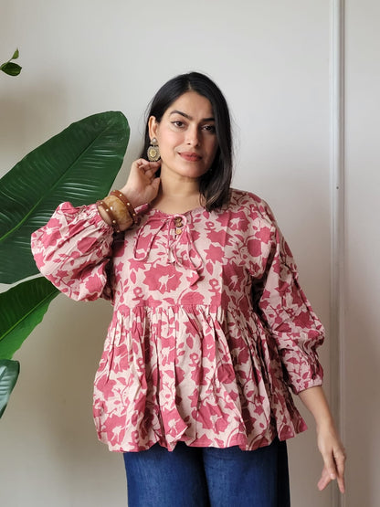 Hand Block Printed Women's Short
Peplum Tunic